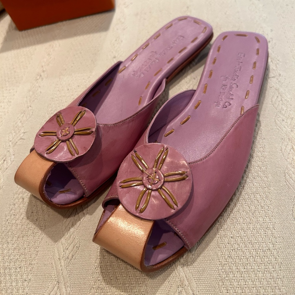 East India Sandal Company for RZ Design Lilac Flat Slide 9.5 NWOT